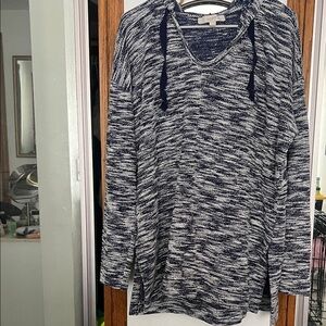 Navy and White Knit Sweater